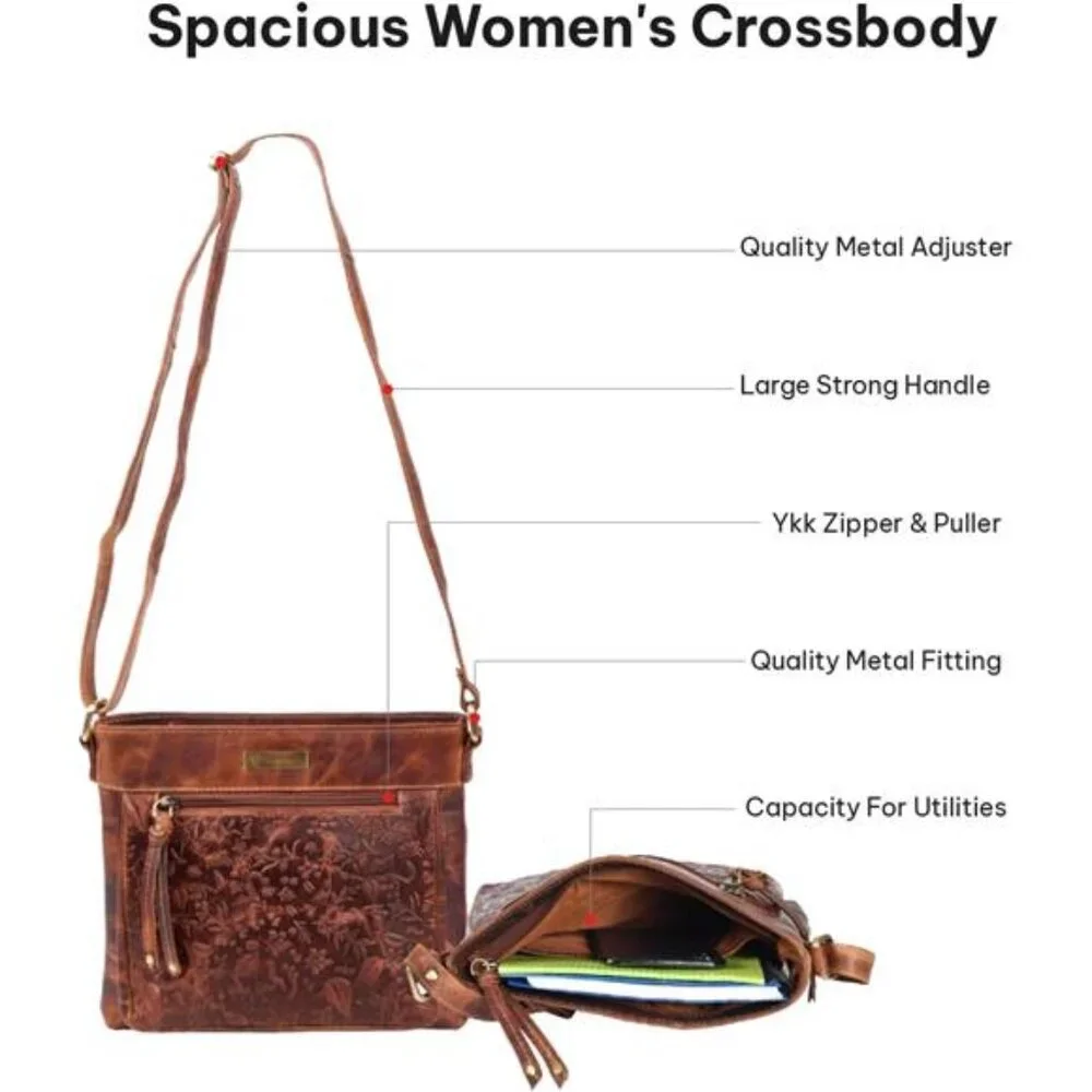 Real Genuine Leather Women's Crossbody Purse/Bag With Adjustable Strap - Picture 4 of 8